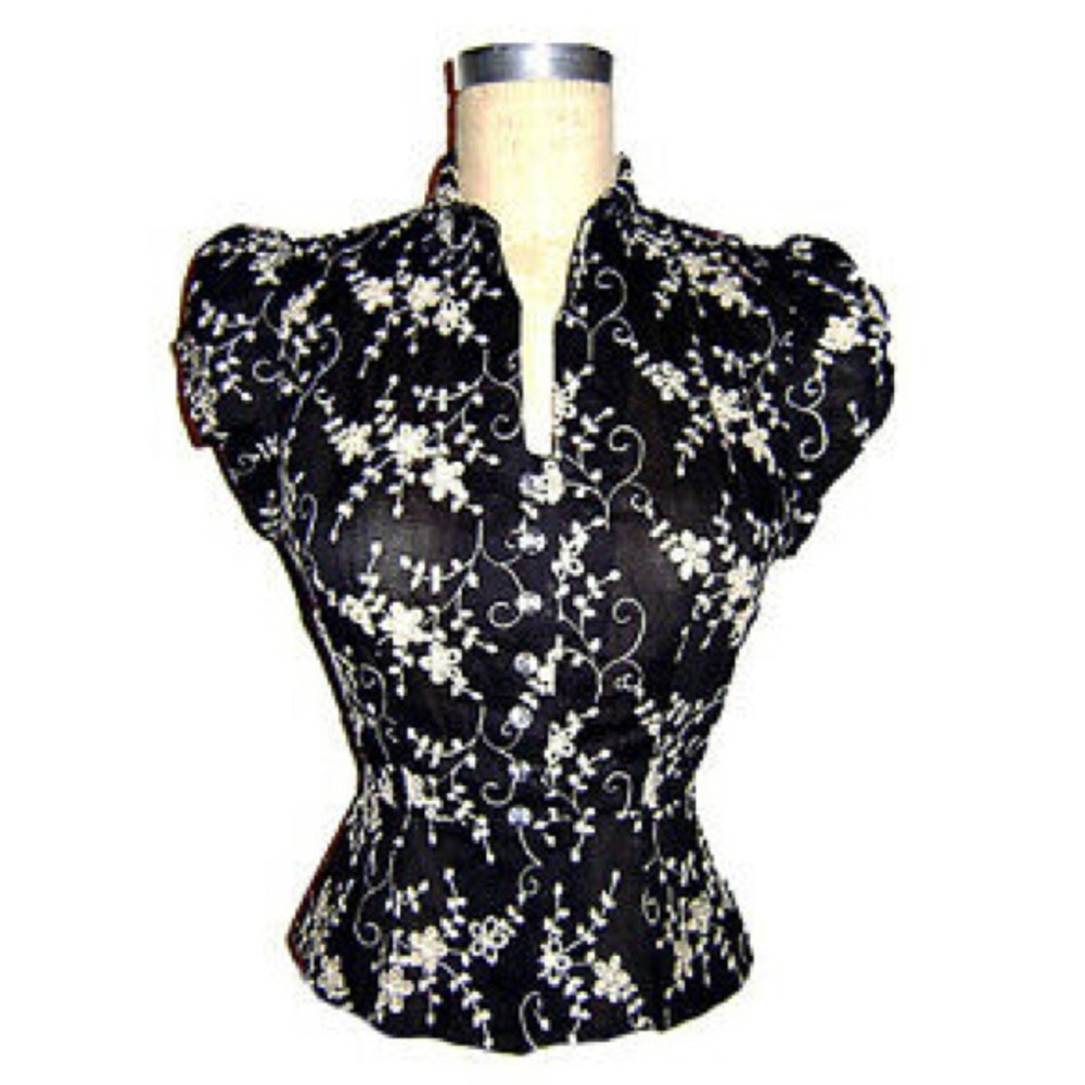 🎉HP🎉 Trashy Diva Babydoll Blouse Black + Cream S